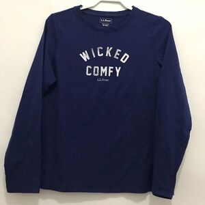 NWT L.L. Bean Wicked Comfy Blue Long Sleeve Shirt Size M